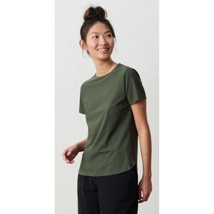Aday Round Neck Short Sleeve Made It T-Shirt Size XS Moss Green Stretch Classic